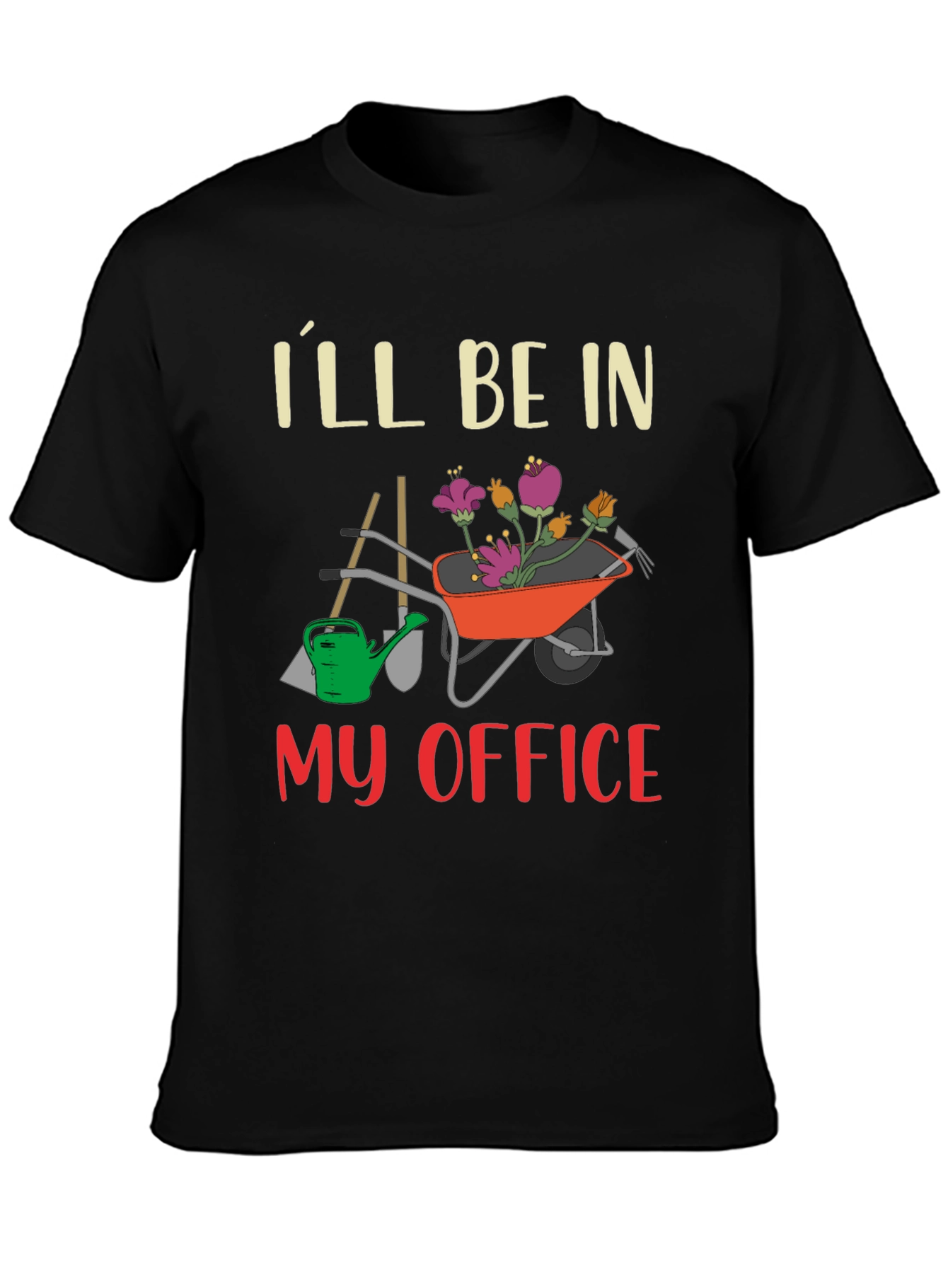 Gardening Office T-Shirt - Wheelbarrow Flowers