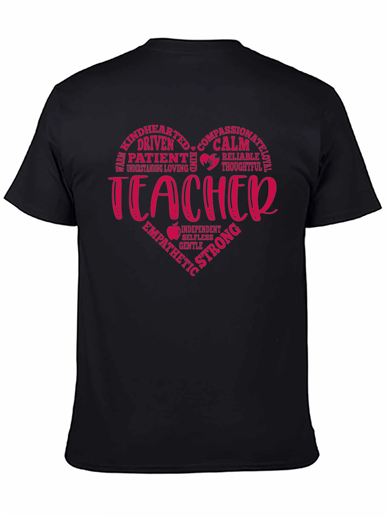 Teacher Heart Graphic T-Shirt - Black