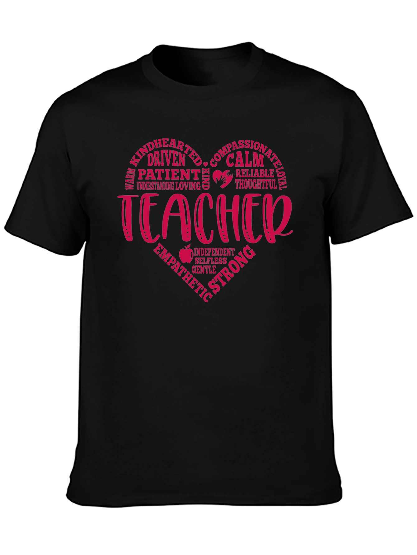 Teacher Heart Graphic T-Shirt - Black