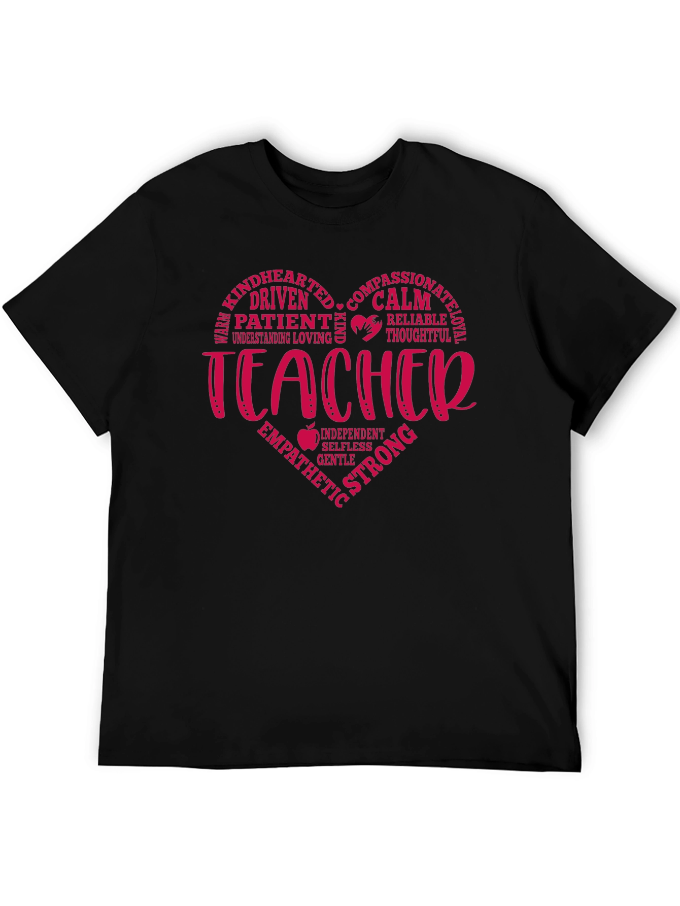 Teacher Heart Graphic T-Shirt - Black