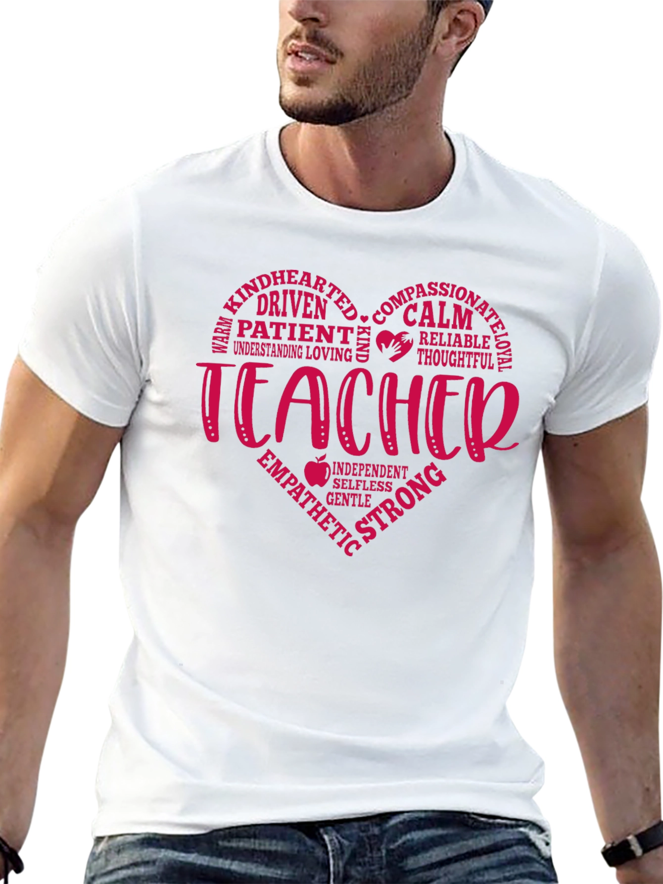 Teacher Heart Graphic T-Shirt - Black
