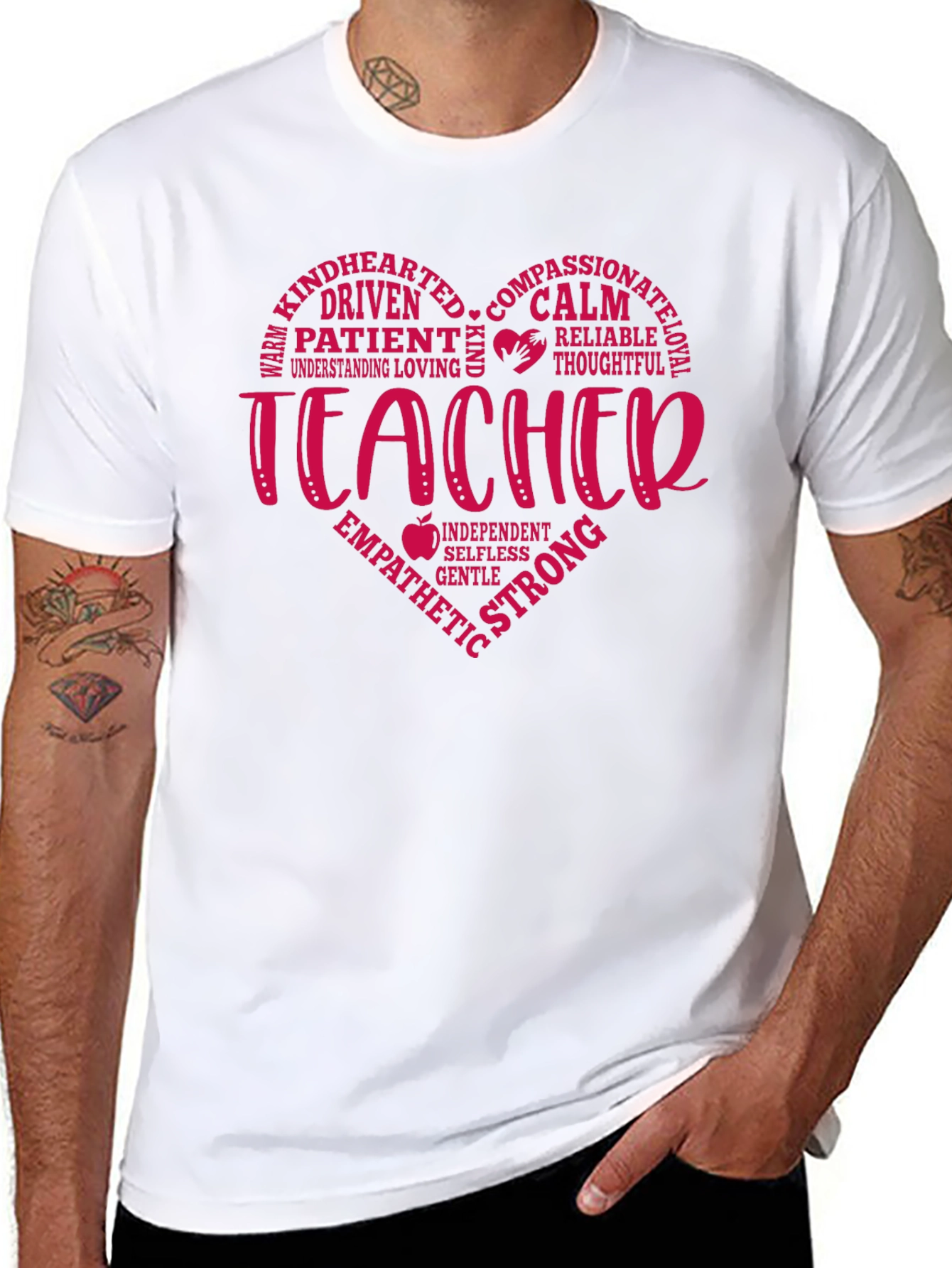 Teacher Heart Graphic T-Shirt - Black
