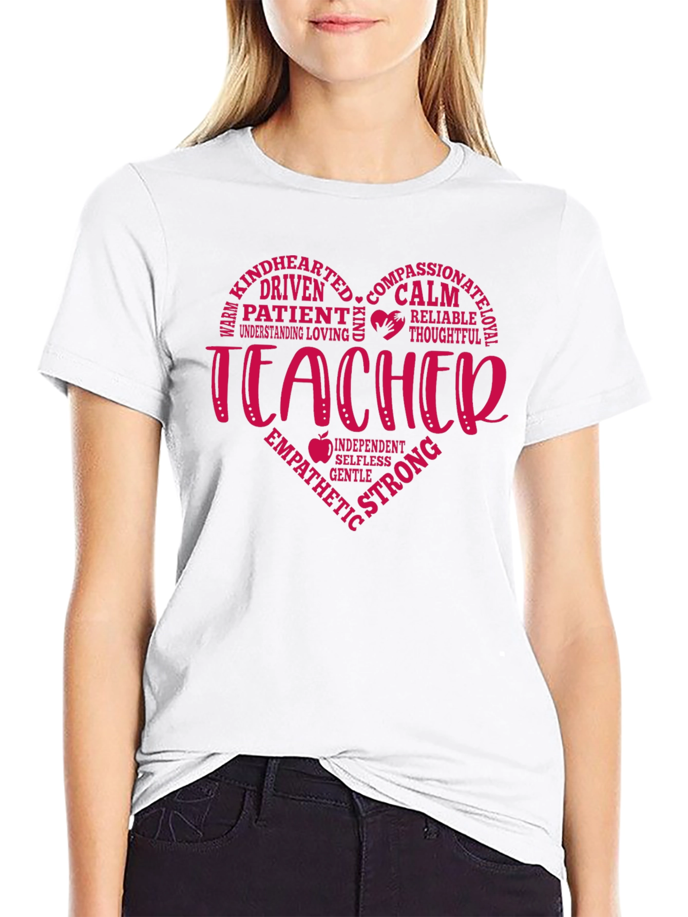 Teacher Heart Graphic T-Shirt - Black