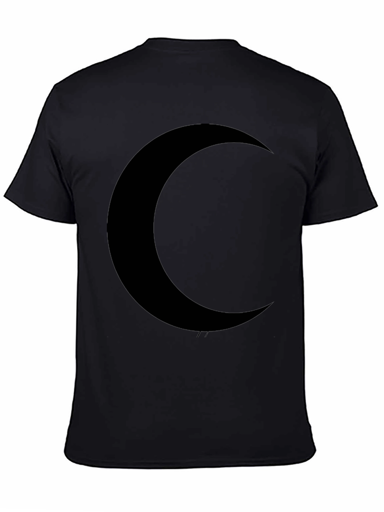Crescent Moon Graphic Tee - Black Cotton Casual Shirt