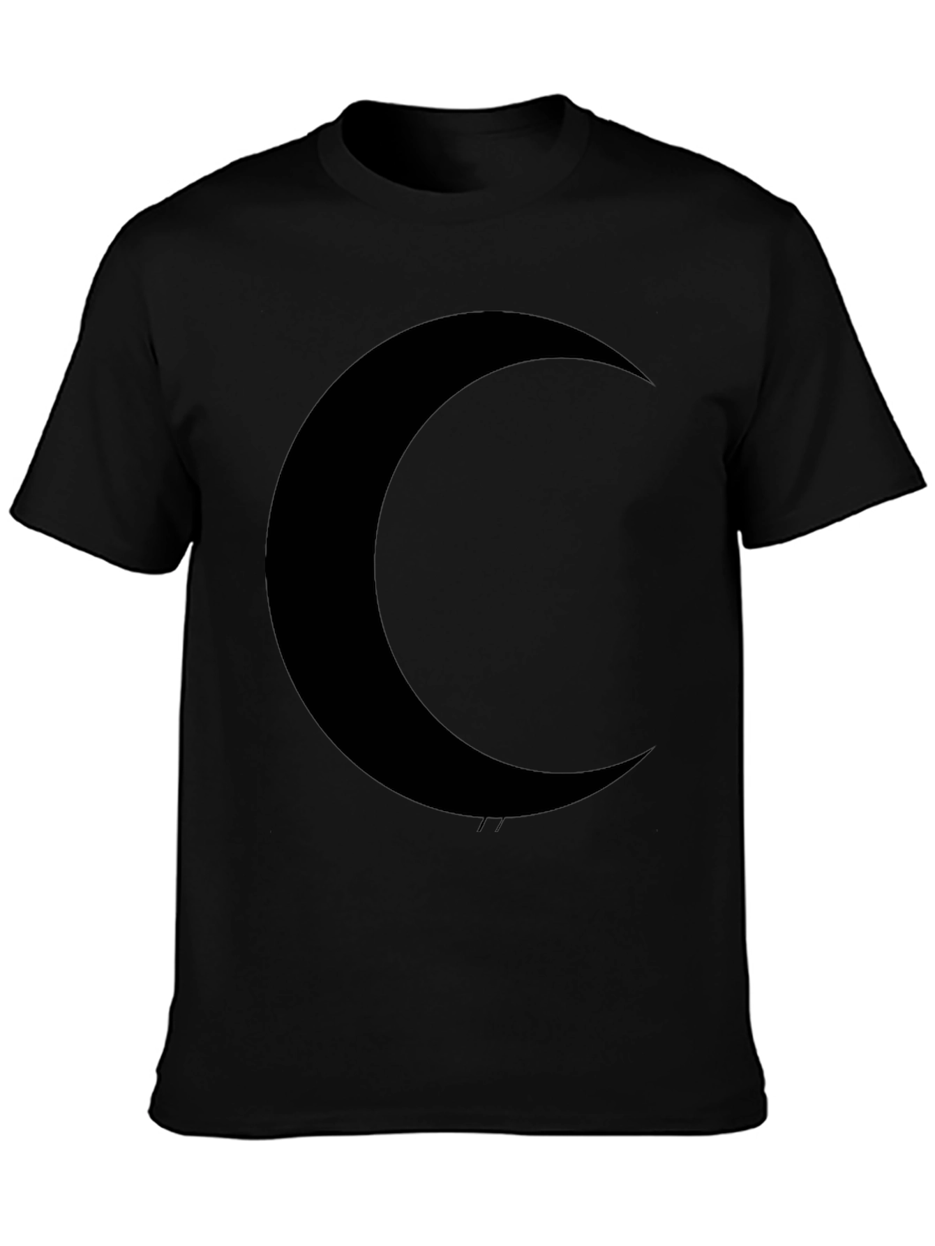 Crescent Moon Graphic Tee - Black Cotton Casual Shirt