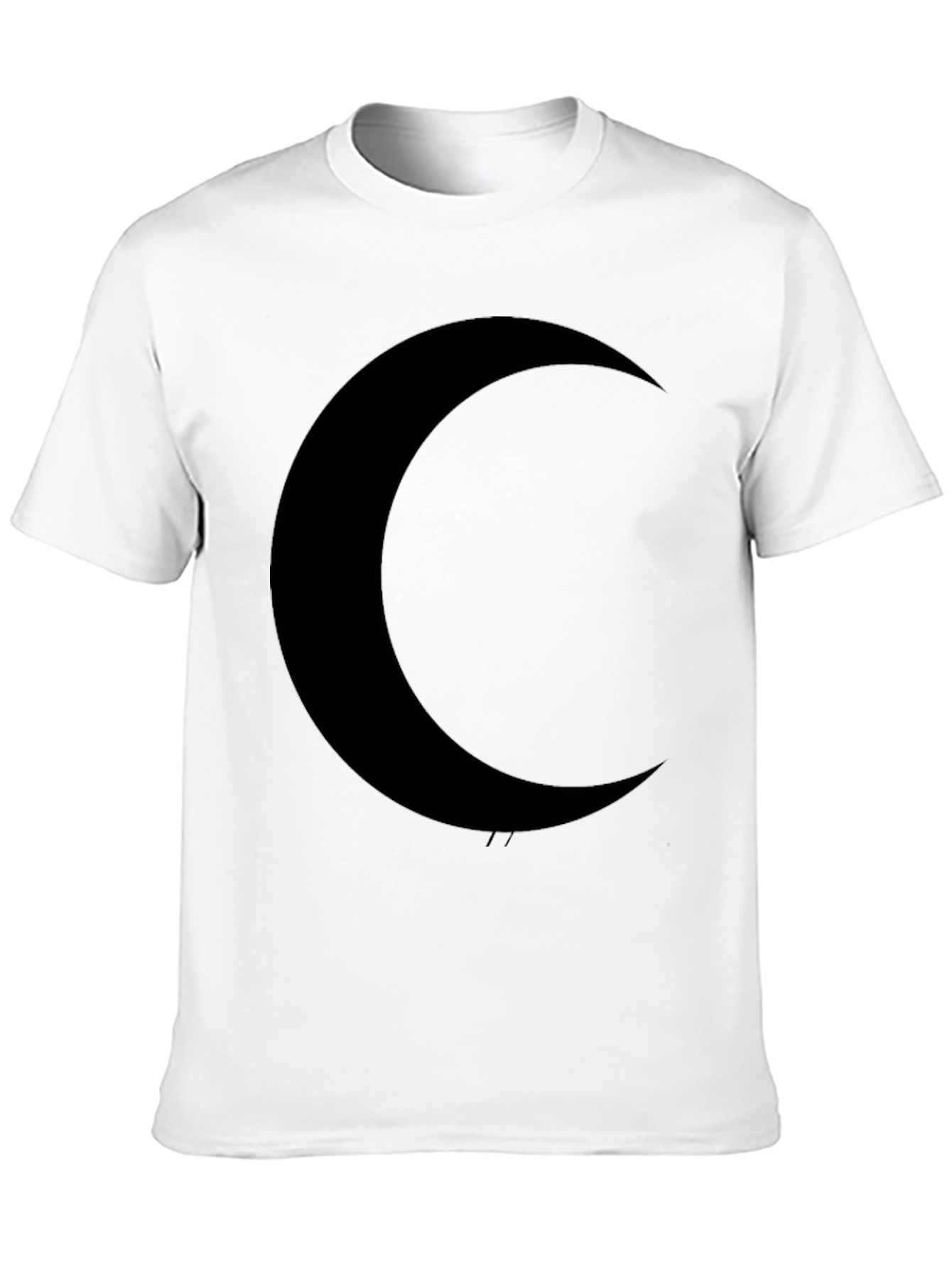 Crescent Moon Graphic Tee - Black Cotton Casual Shirt