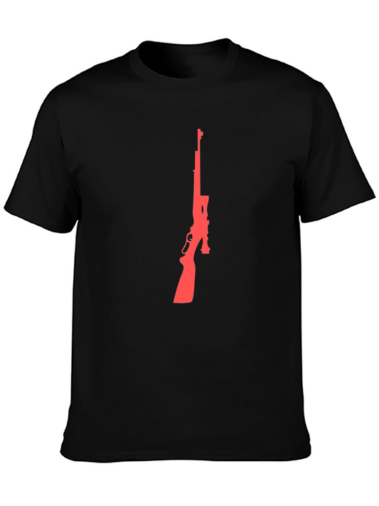 Black T-Shirt with Red Gun Silhouette Graphic