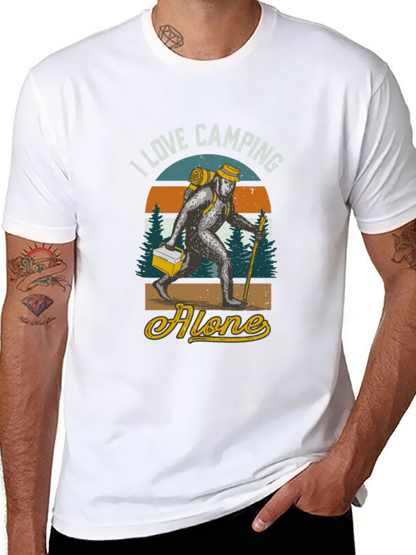 I Love Camping Alone Bigfoot T-Shirt