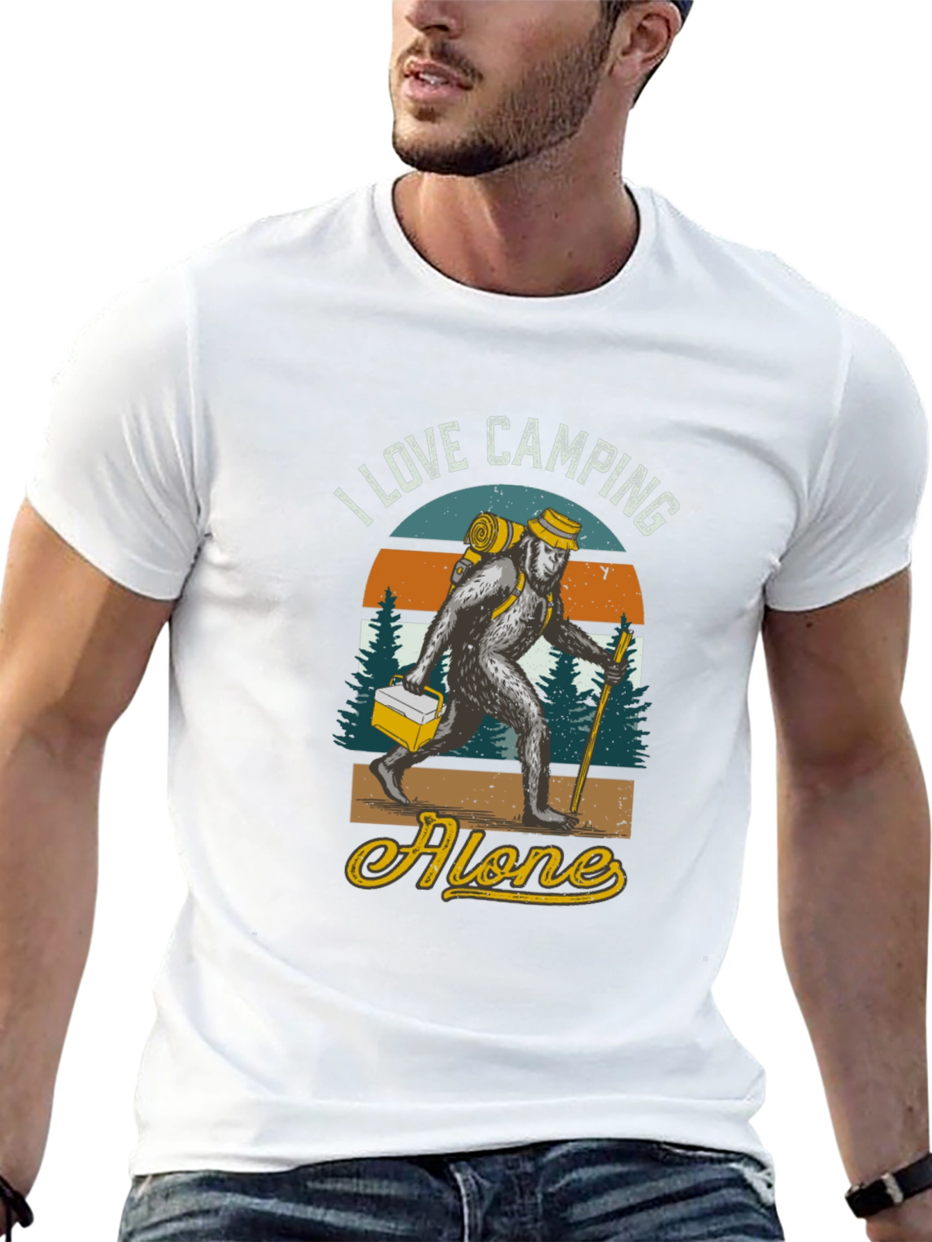 I Love Camping Alone Bigfoot T-Shirt