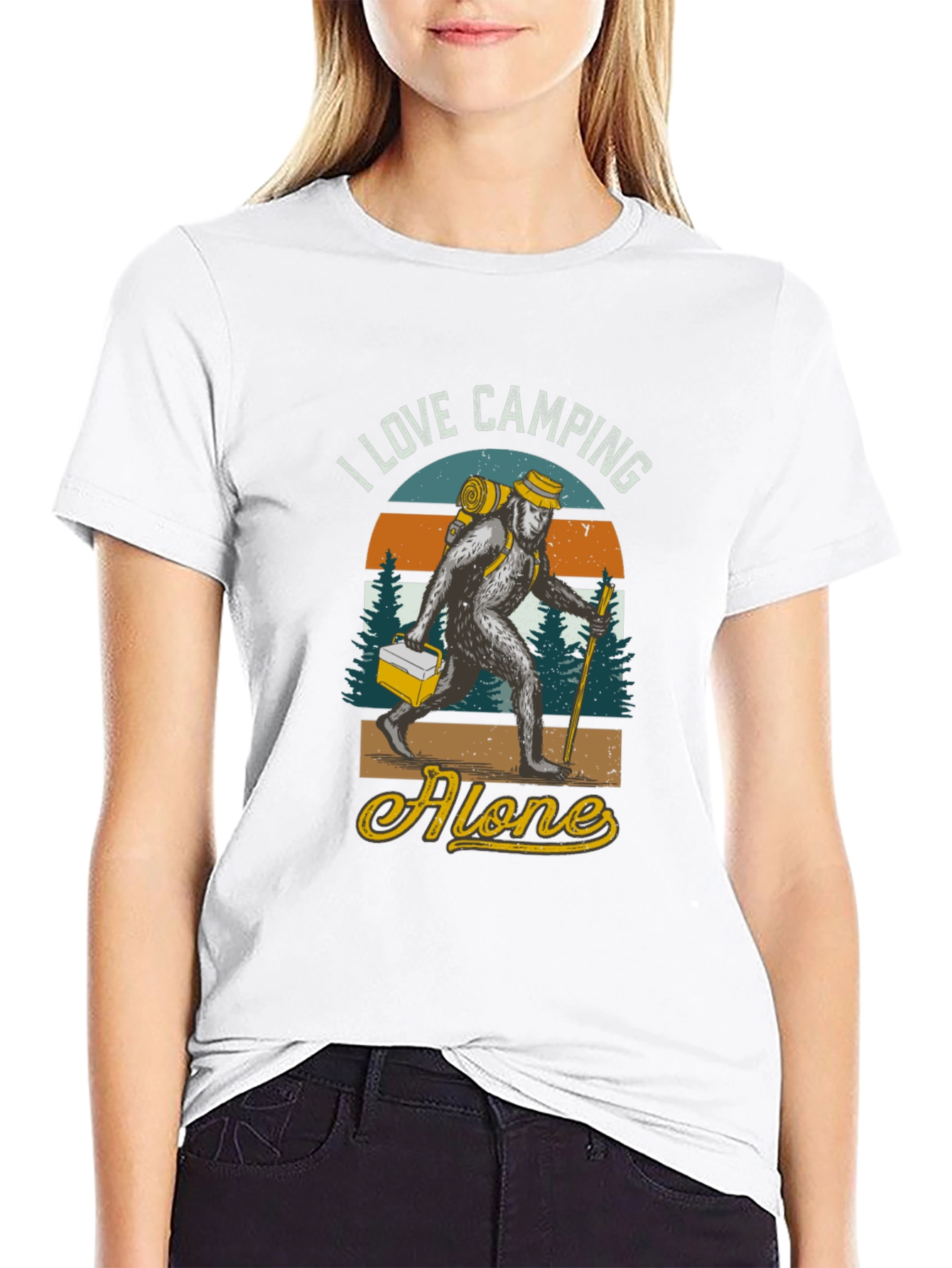 I Love Camping Alone Bigfoot T-Shirt