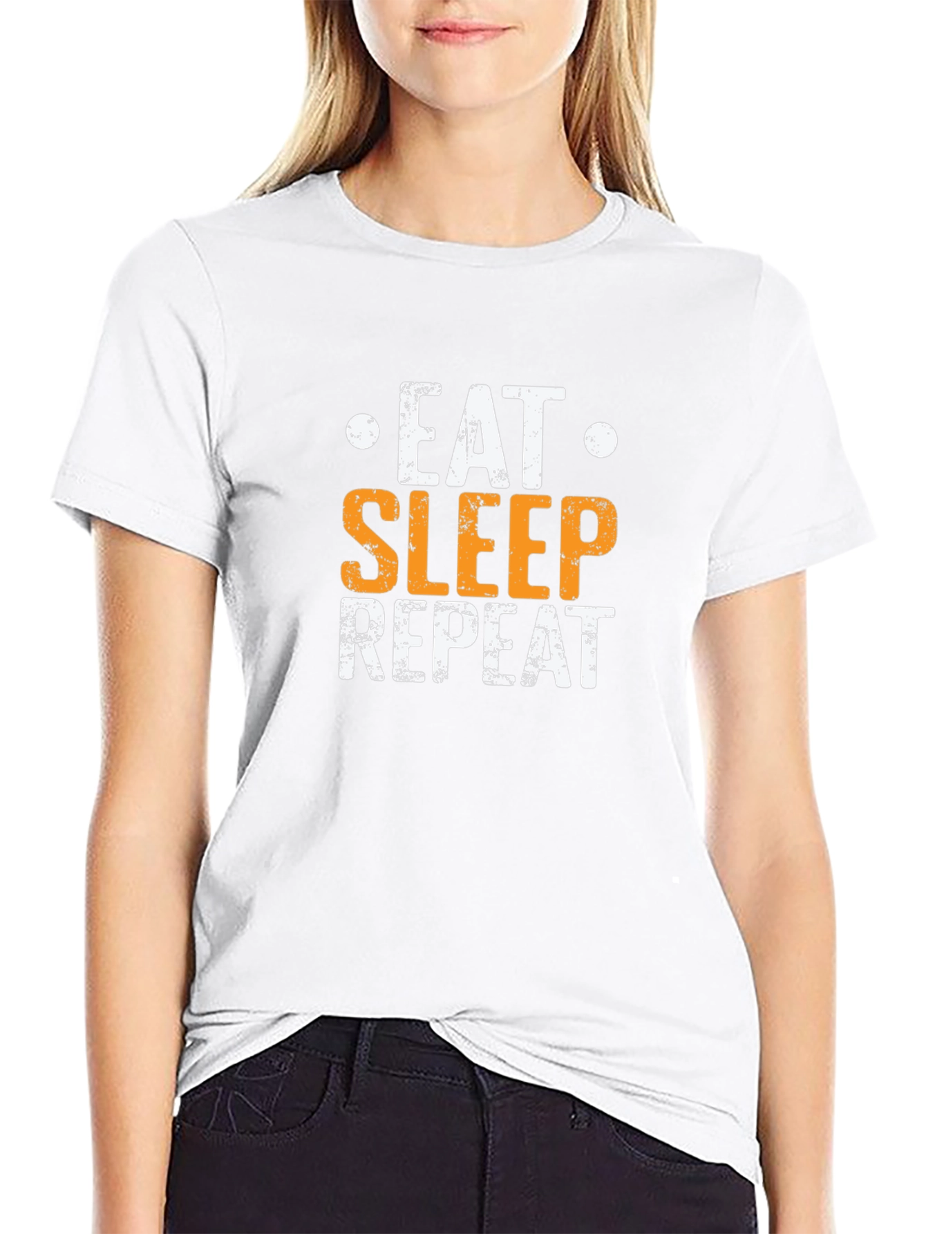 Eat Sleep Repeat Graphic Tee - Black Cotton T-Shirt