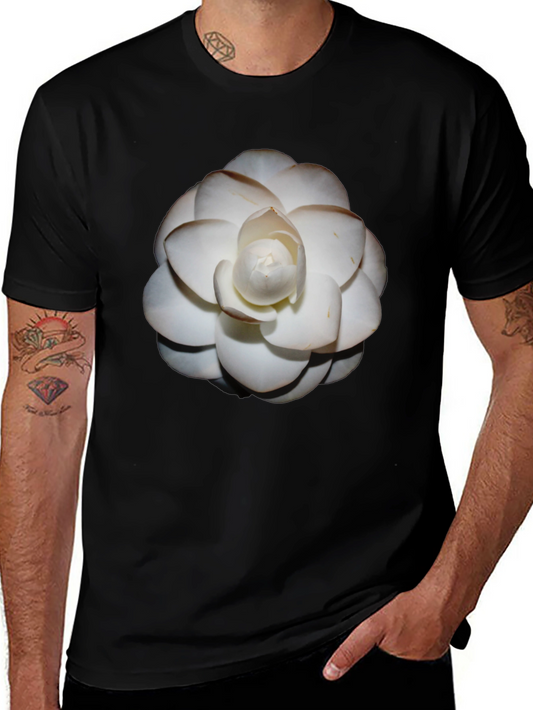 Elegant White Flower Graphic Tee - Stylish Comfort