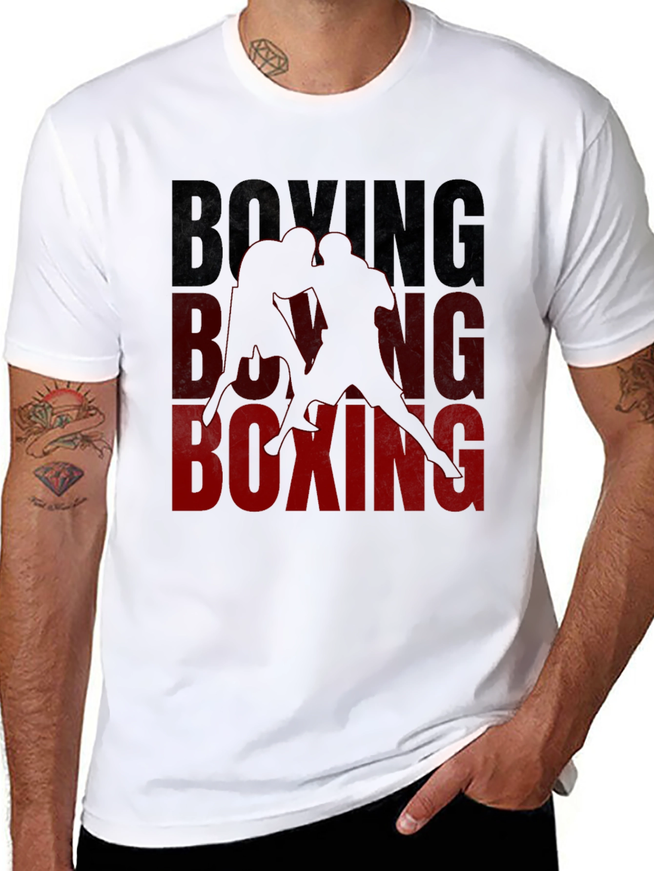 Boxing Graphic Print Black T-Shirt