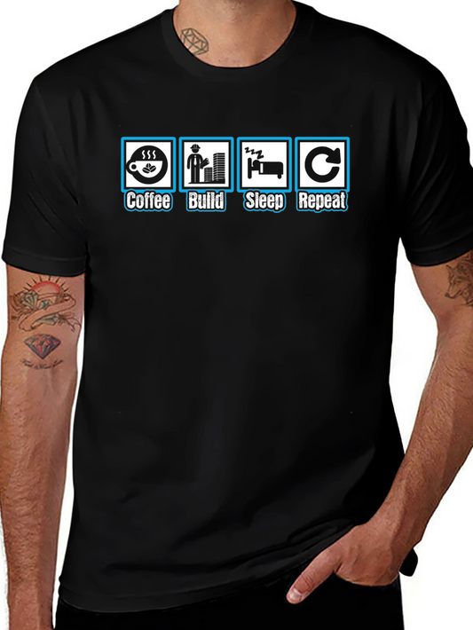 Coffee Build Sleep Repeat T-Shirt