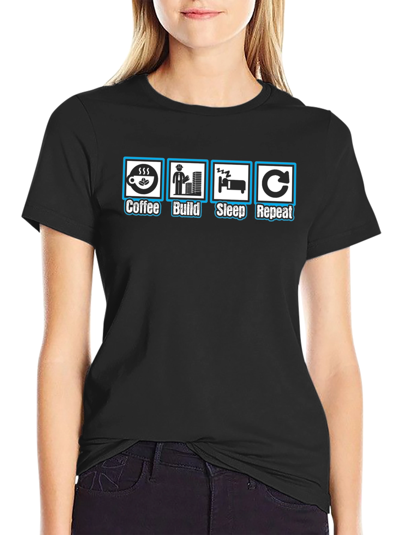 Coffee Build Sleep Repeat T-Shirt