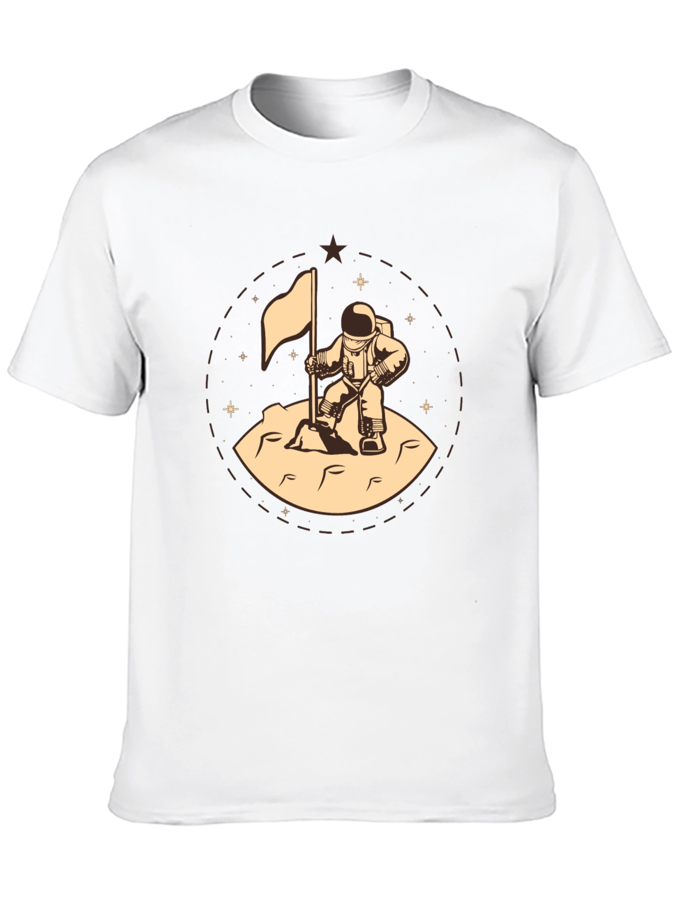 Astronaut Flag Graphic Tee - Black Cotton T-Shirt