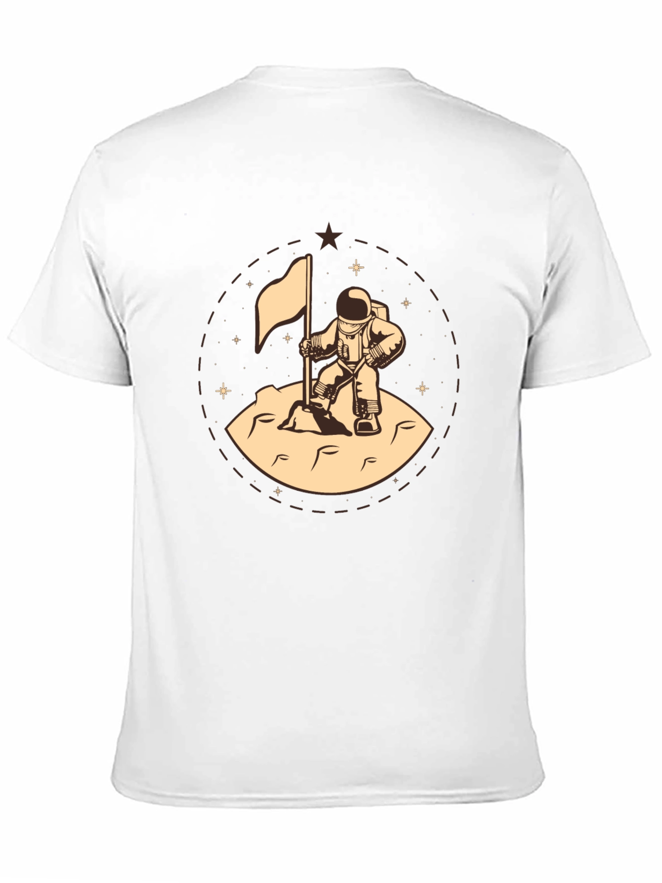 Astronaut Flag Graphic Tee - Black Cotton T-Shirt