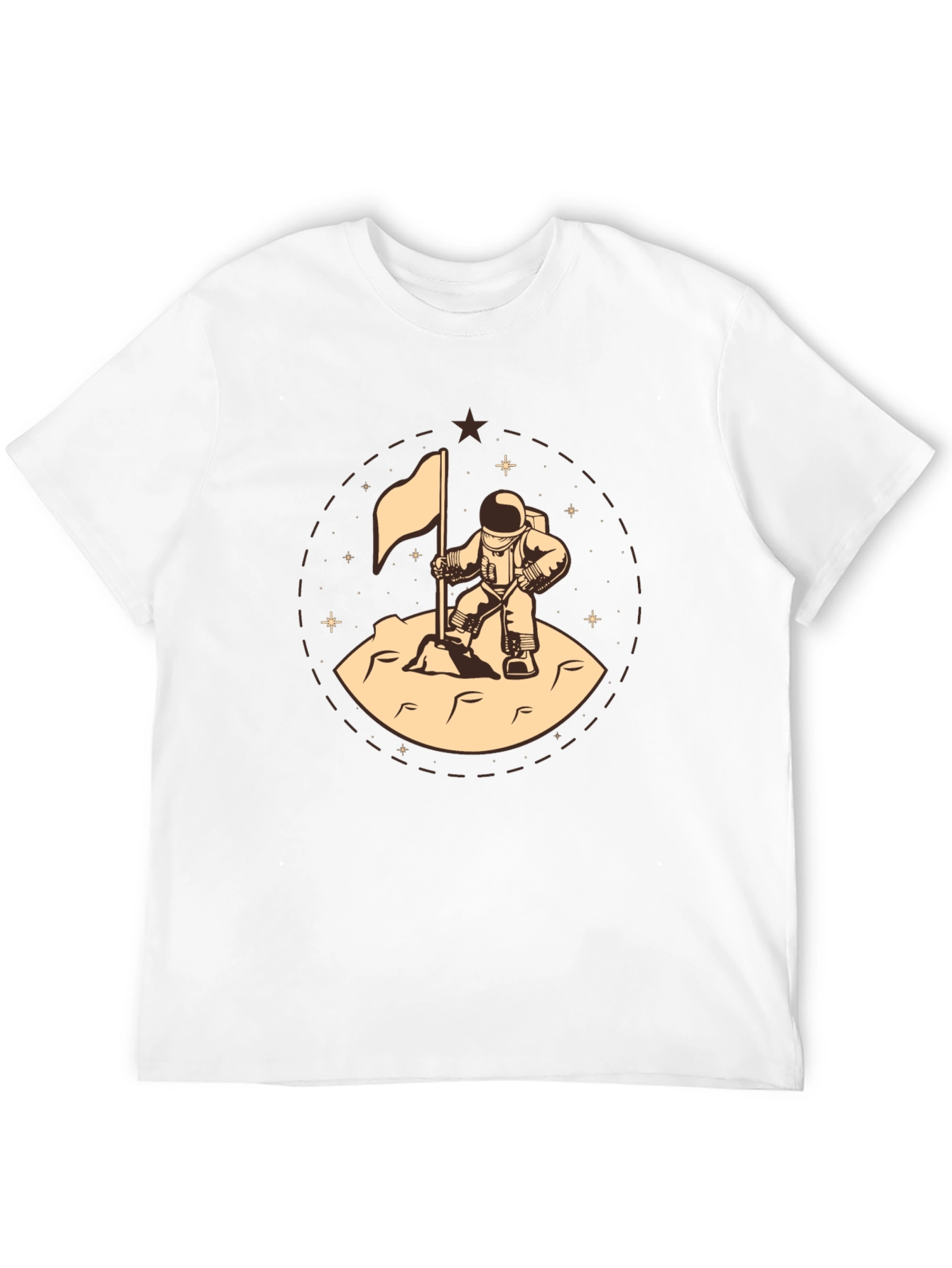 Astronaut Flag Graphic Tee - Black Cotton T-Shirt