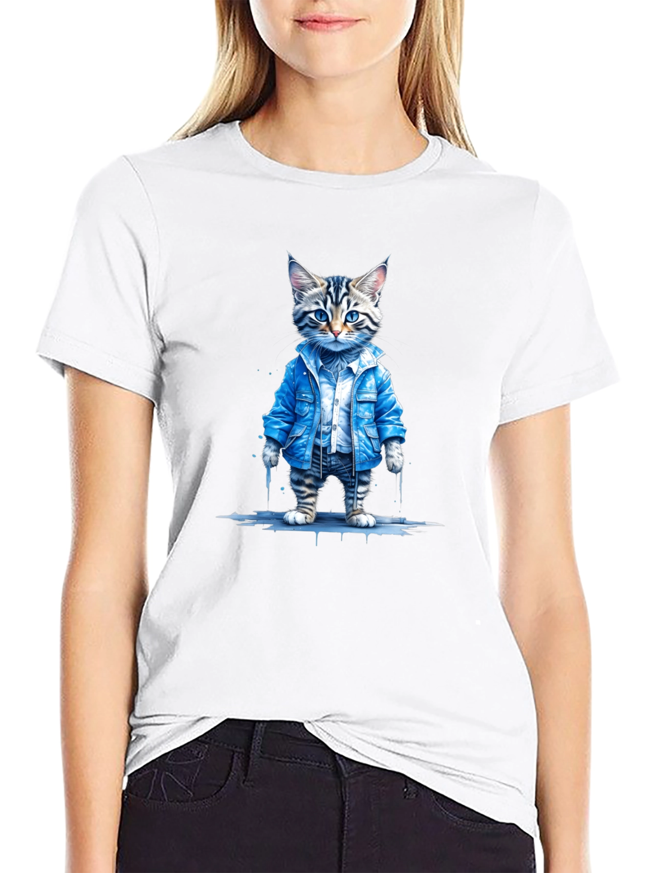 Cool Cat Denim Tee - Urban Style