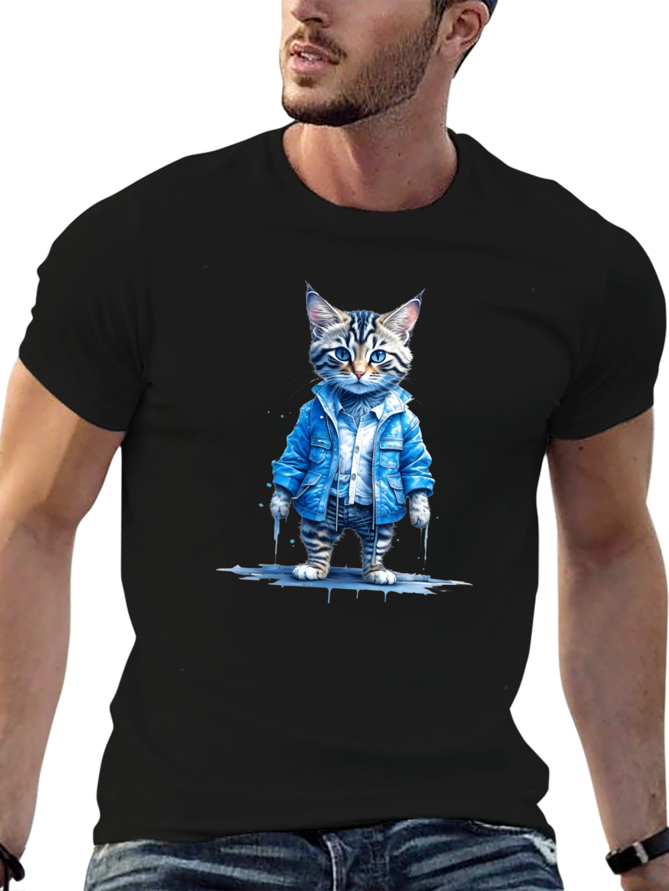Cool Cat Denim Tee - Urban Style