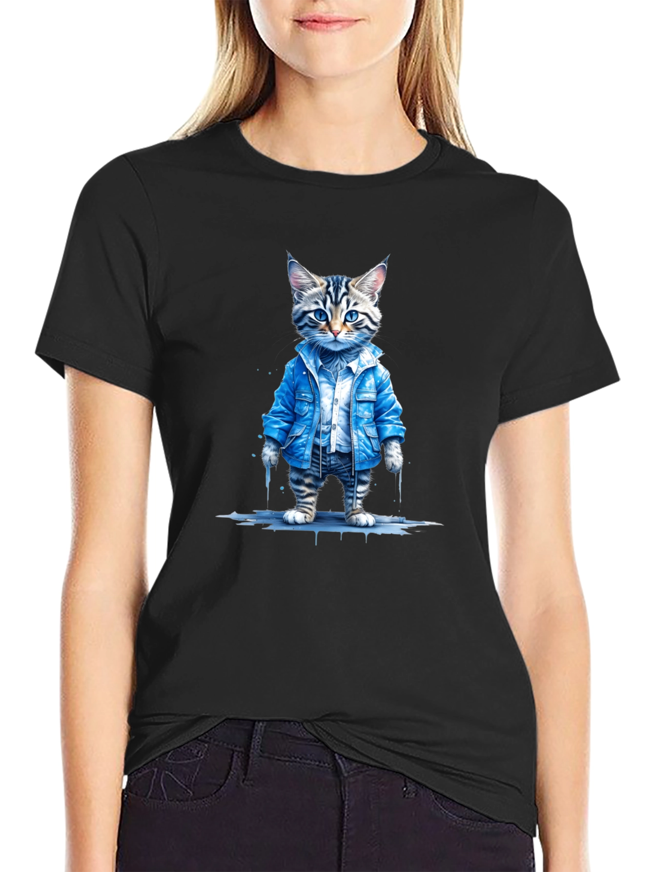 Cool Cat Denim Tee - Urban Style