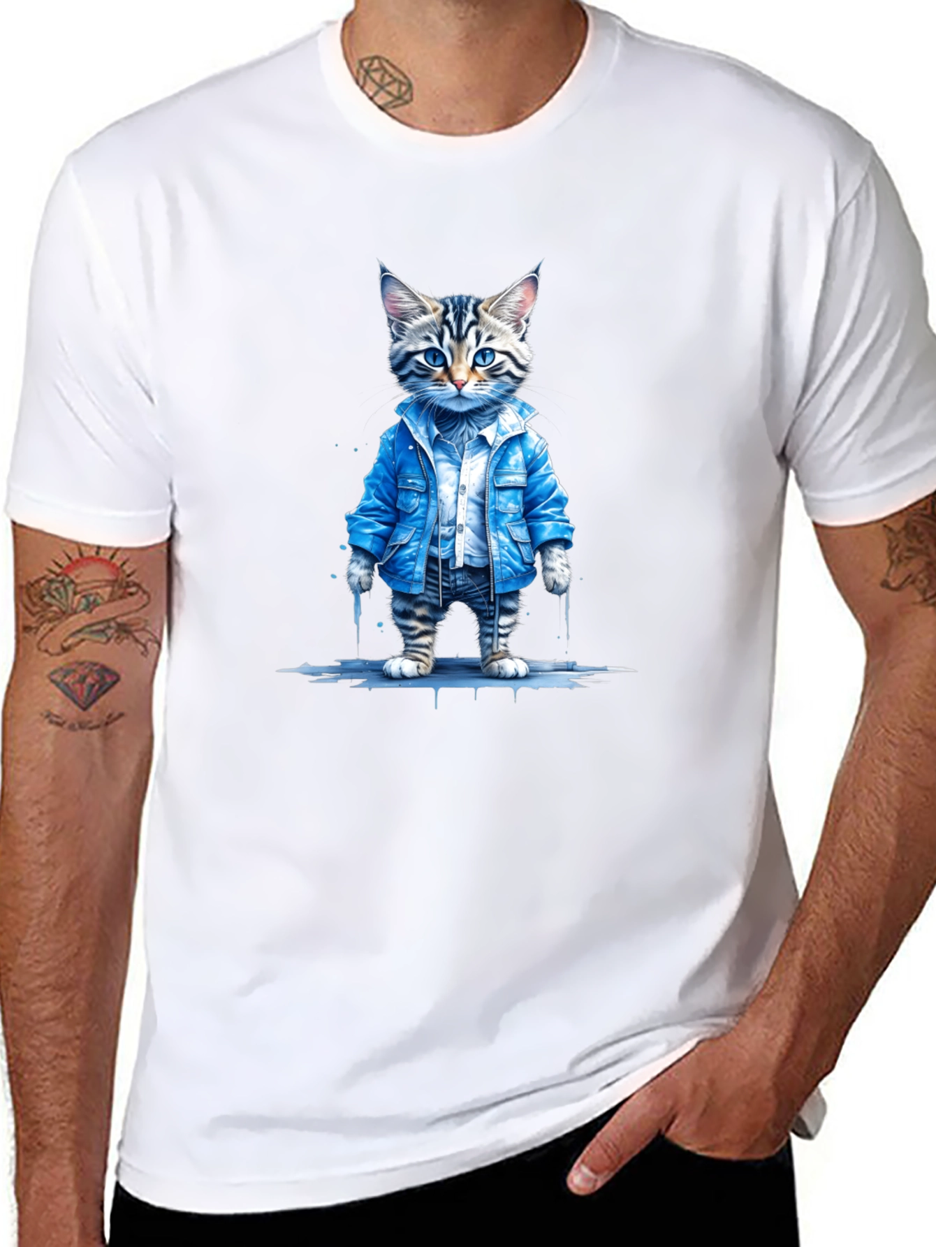 Cool Cat Denim Tee - Urban Style