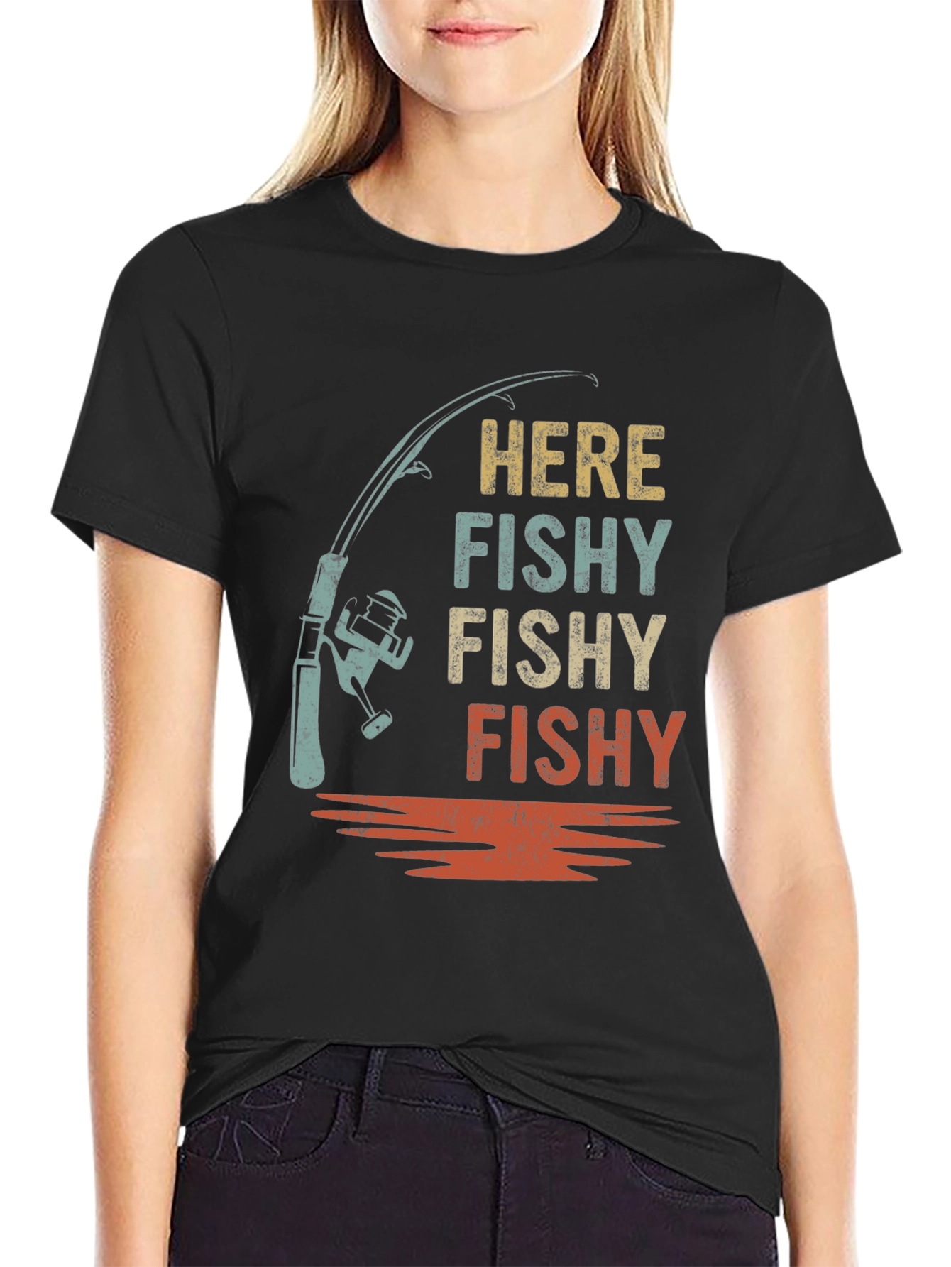 Here Fishy Fishy Retro Fishing T-Shirt