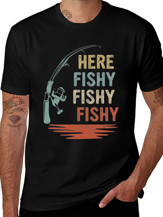 Here Fishy Fishy Retro Fishing T-Shirt