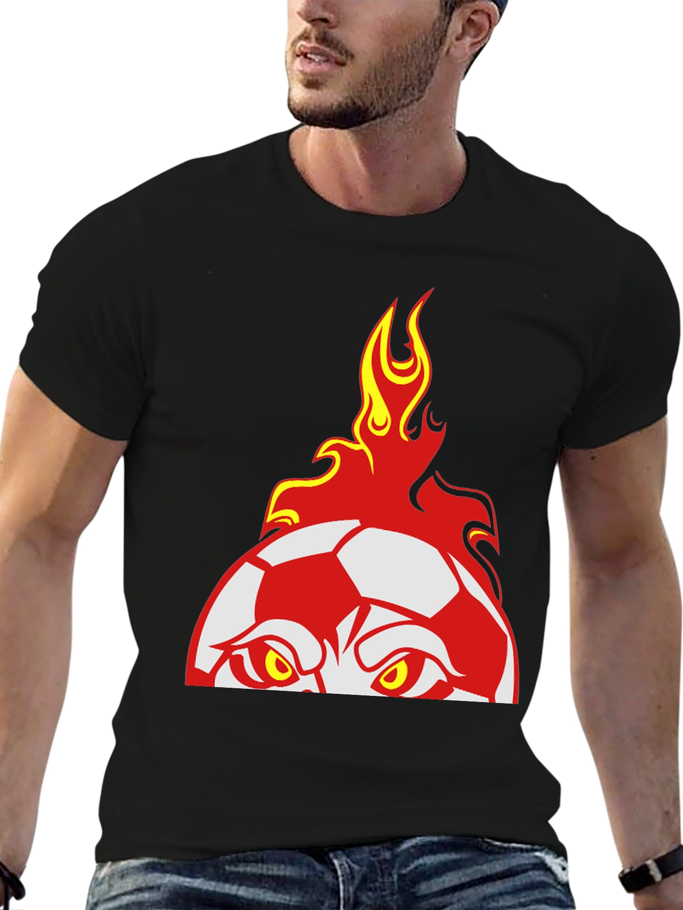 Fiery Soccer Ball Graphic T-Shirt