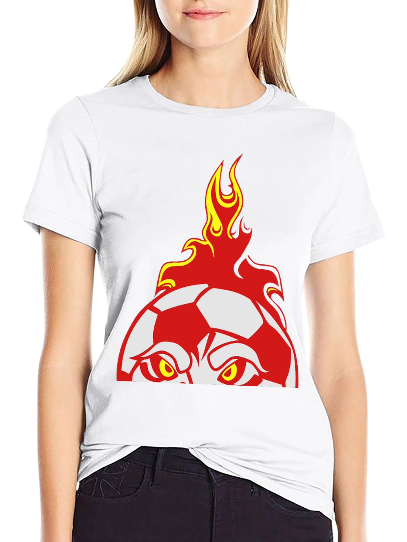 Fiery Soccer Ball Graphic T-Shirt