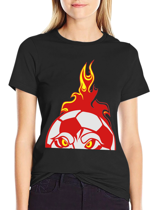 Fiery Soccer Ball Graphic T-Shirt