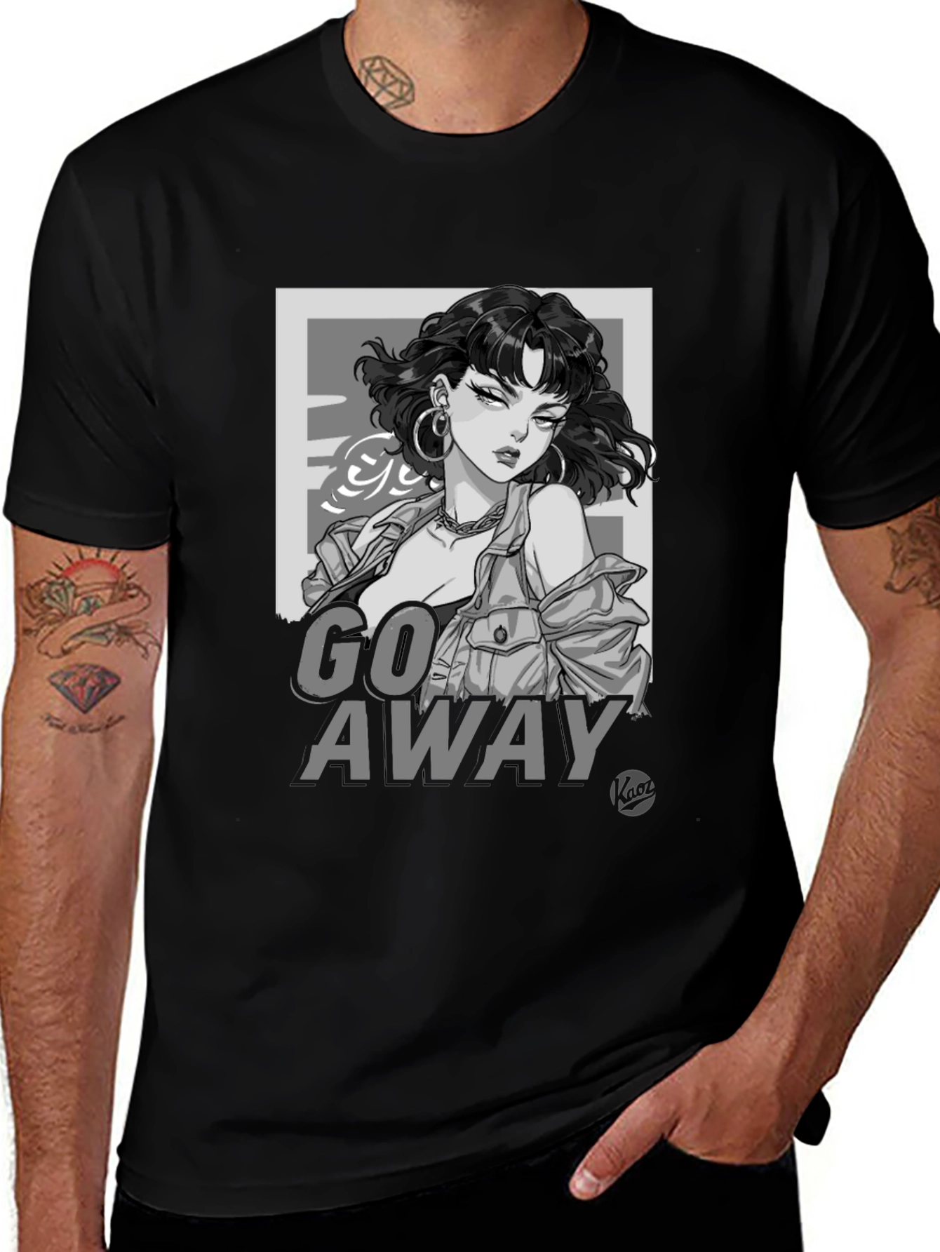 Edgy Graphic Tee - Go Away Black T-Shirt