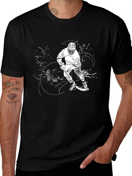 Hockey Player Graphic Black T-Shirt