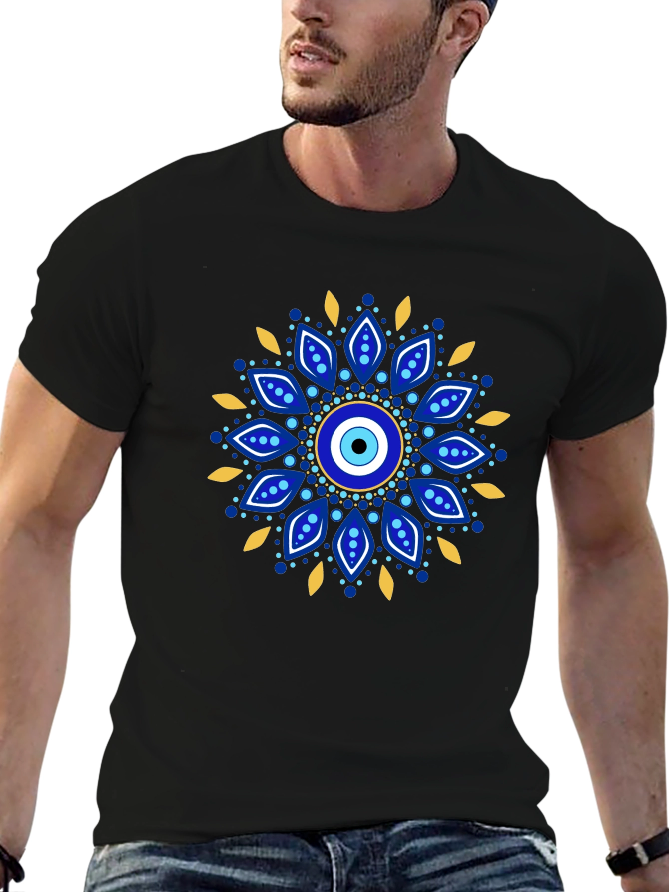 Evil Eye Mandala Graphic Tee - Black