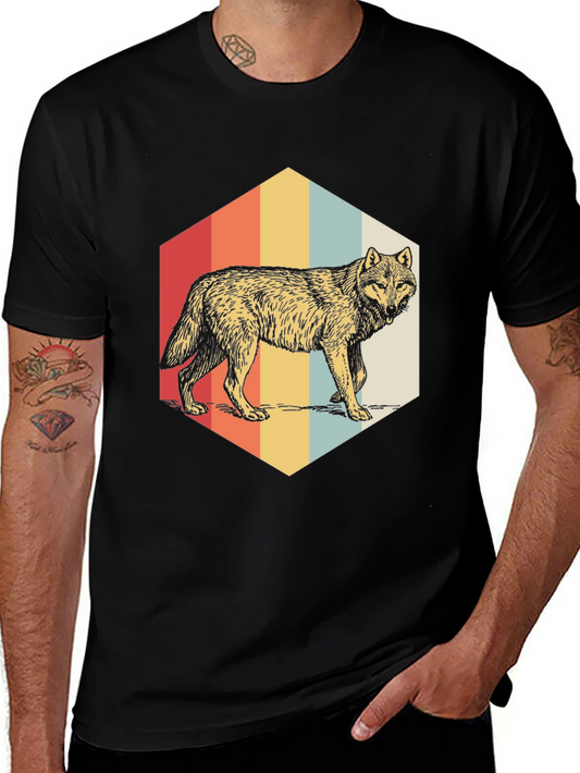 Retro Wolf Graphic T-Shirt - Vintage Style Tee
