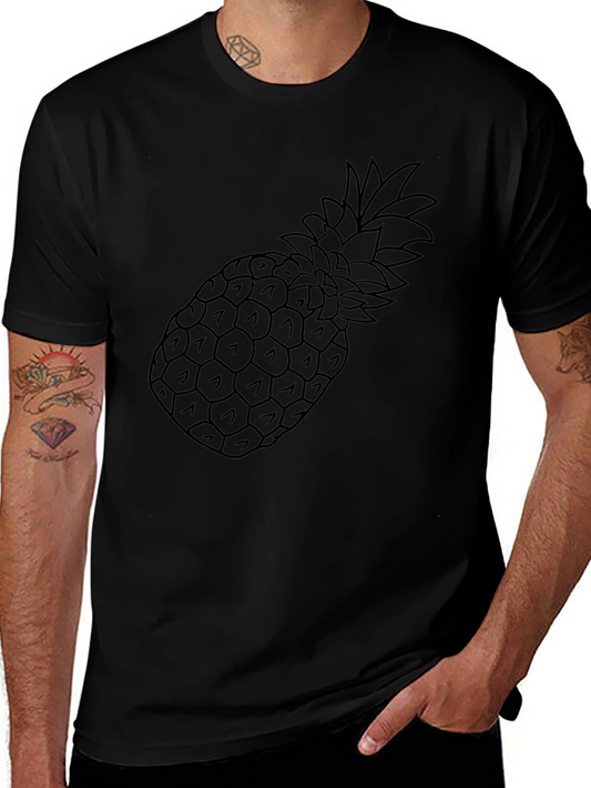 Black Pineapple Outline Graphic Tee Shirt