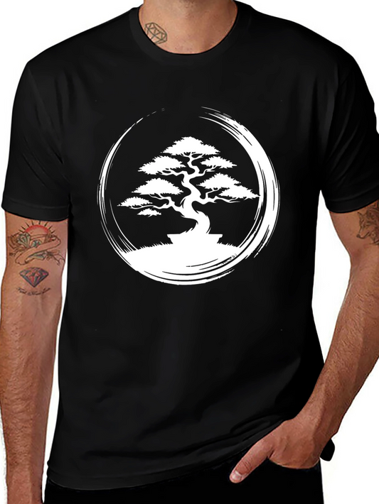 Bonsai Zen Circle Graphic Tee - Stylish Mens T-Shirt