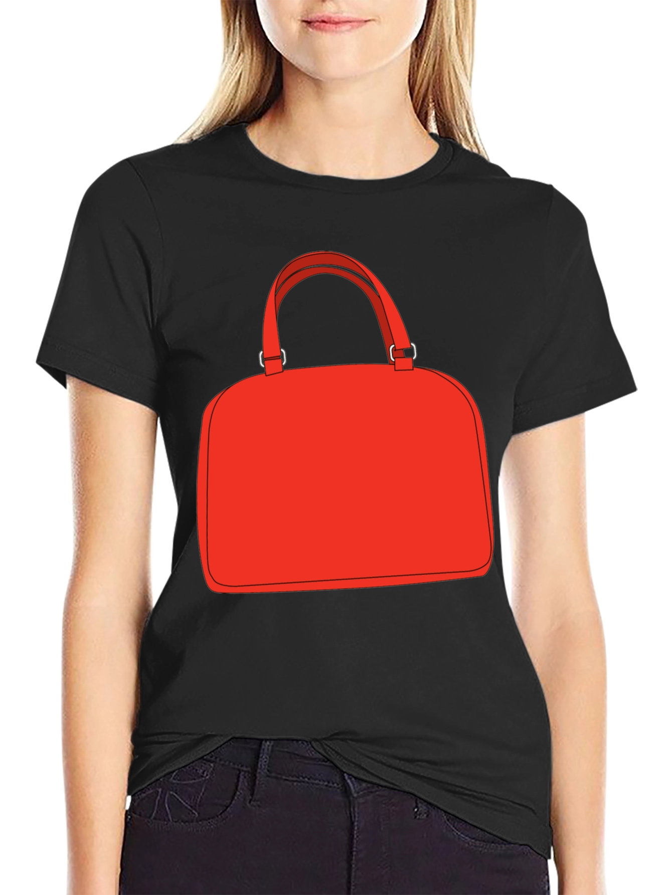 Red Bag Graphic Tee - Stylish Black T-Shirt
