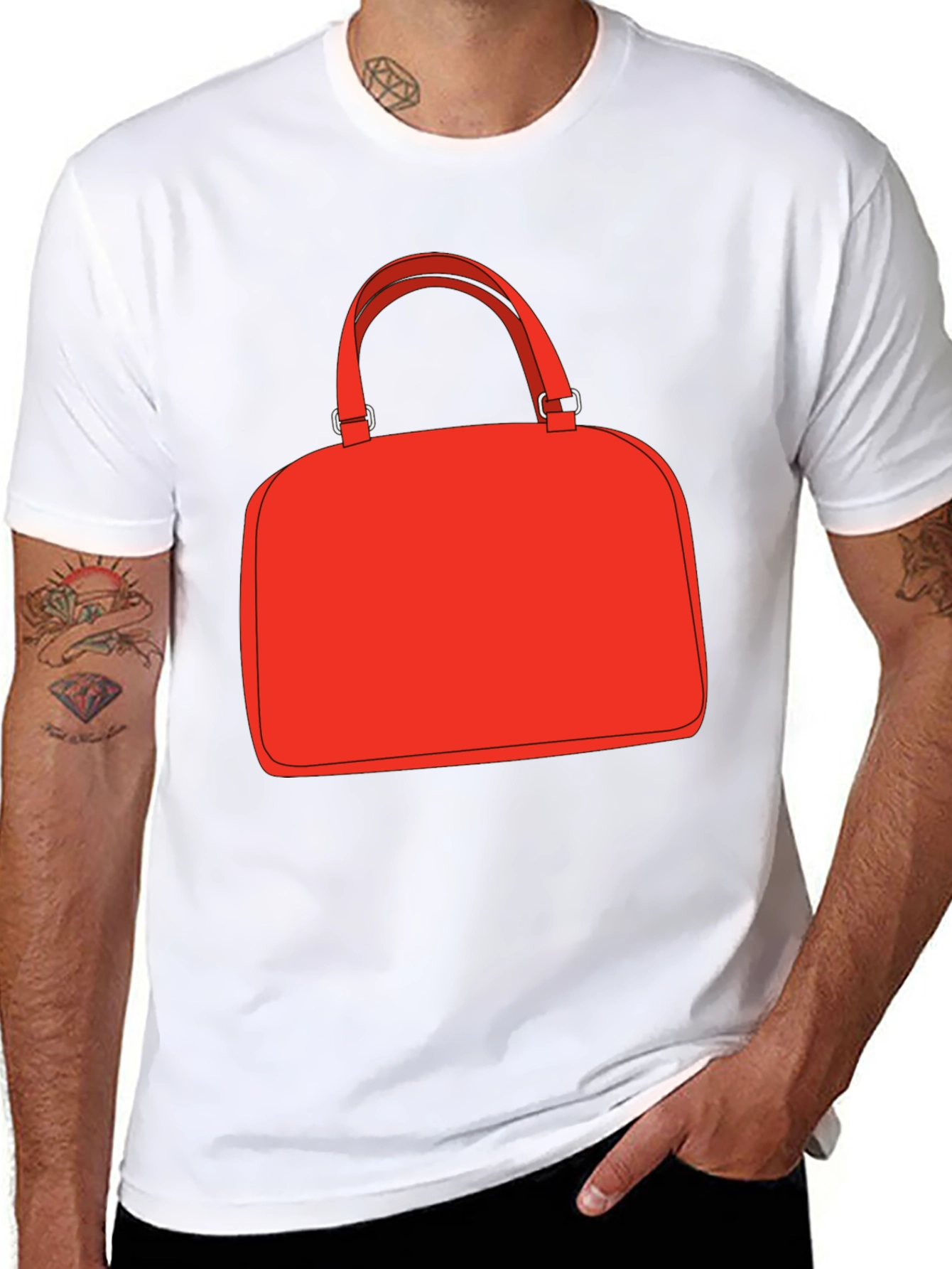 Red Bag Graphic Tee - Stylish Black T-Shirt