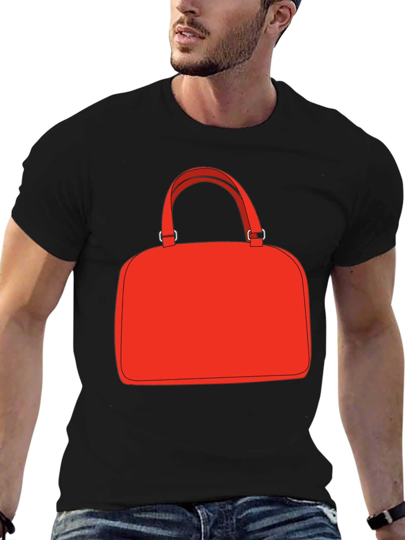 Red Bag Graphic Tee - Stylish Black T-Shirt