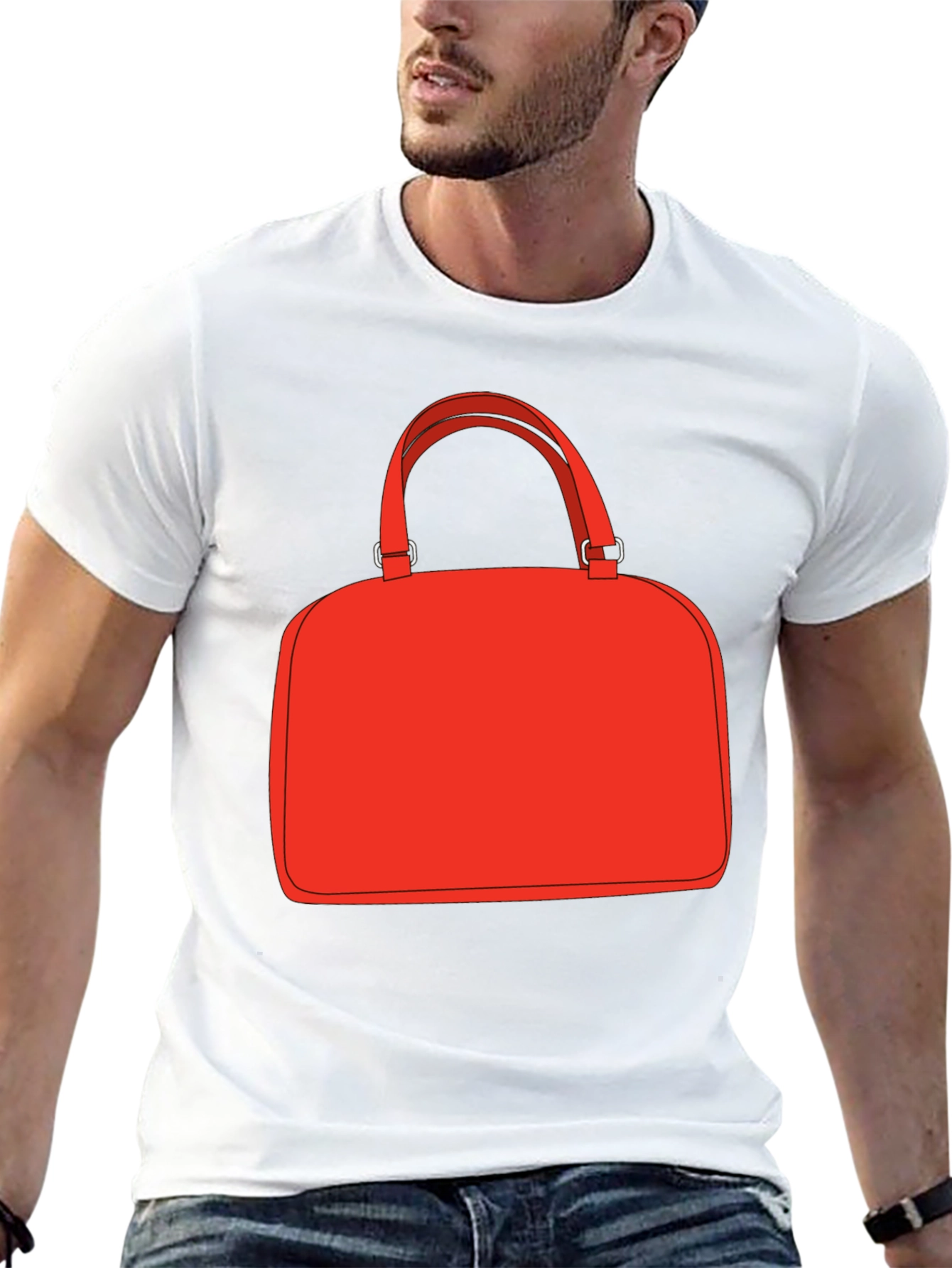 Red Bag Graphic Tee - Stylish Black T-Shirt