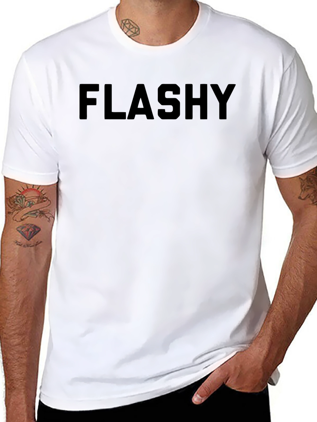 Flashy Black Graphic Tee - Bold Statement Shirt