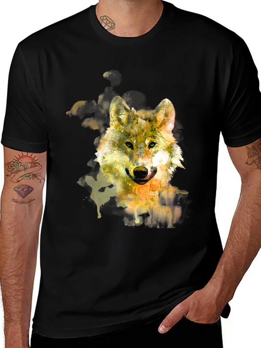 Wolf Watercolor Graphic Tee - Unisex Black T-Shirt