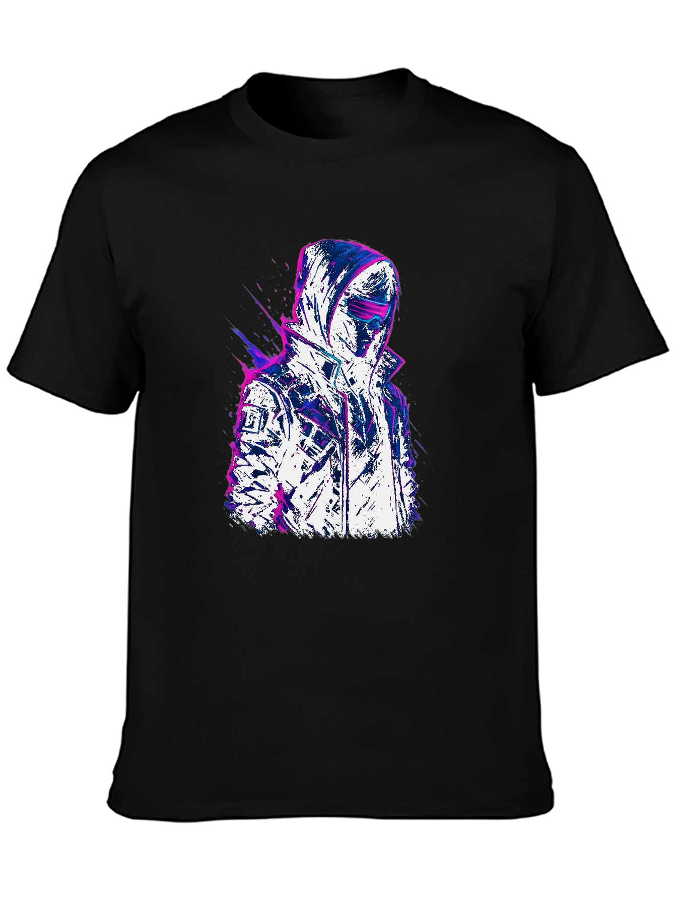 Cyberpunk Style Graphic Tee - Black