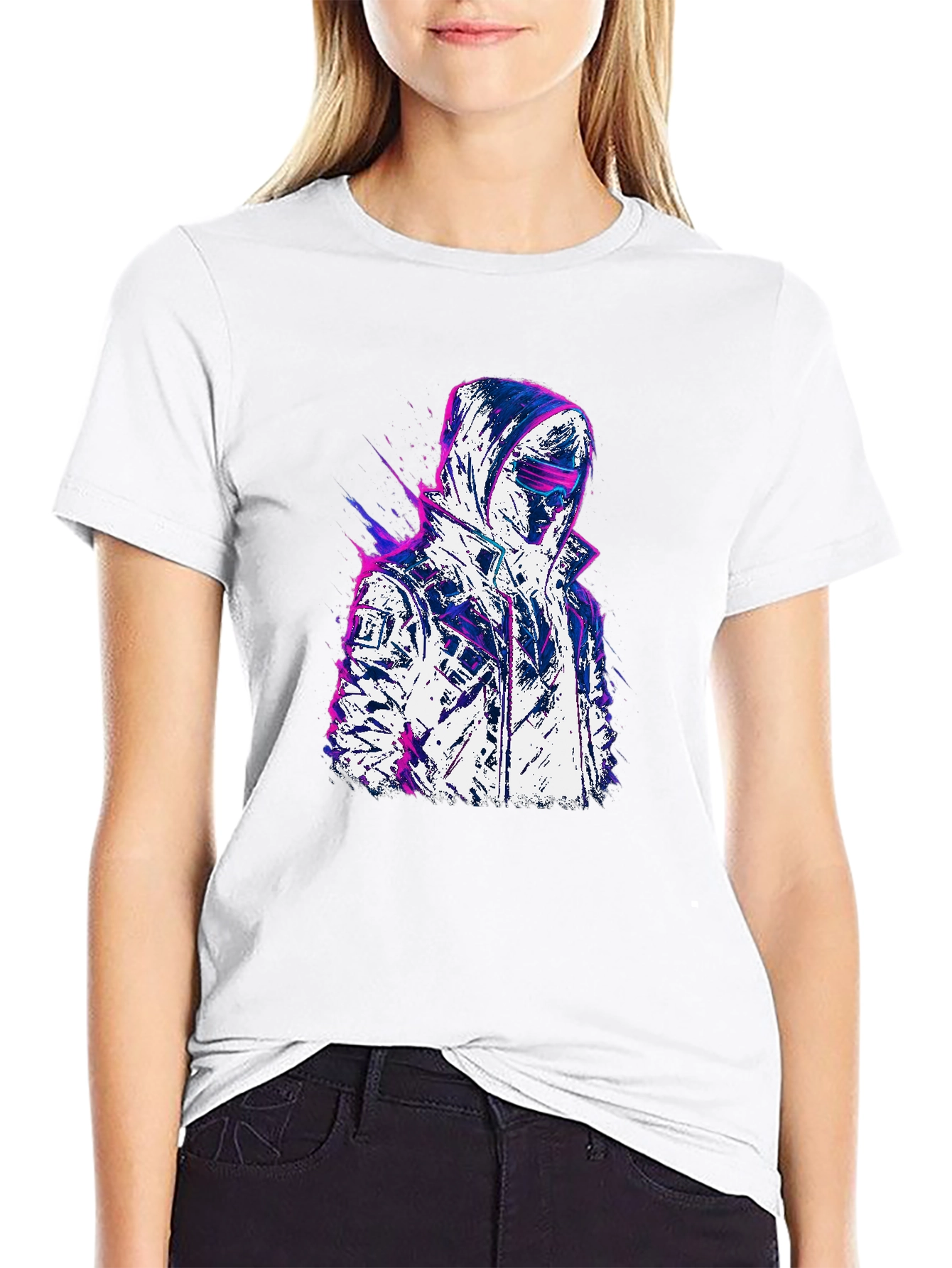 Cyberpunk Style Graphic Tee - Black