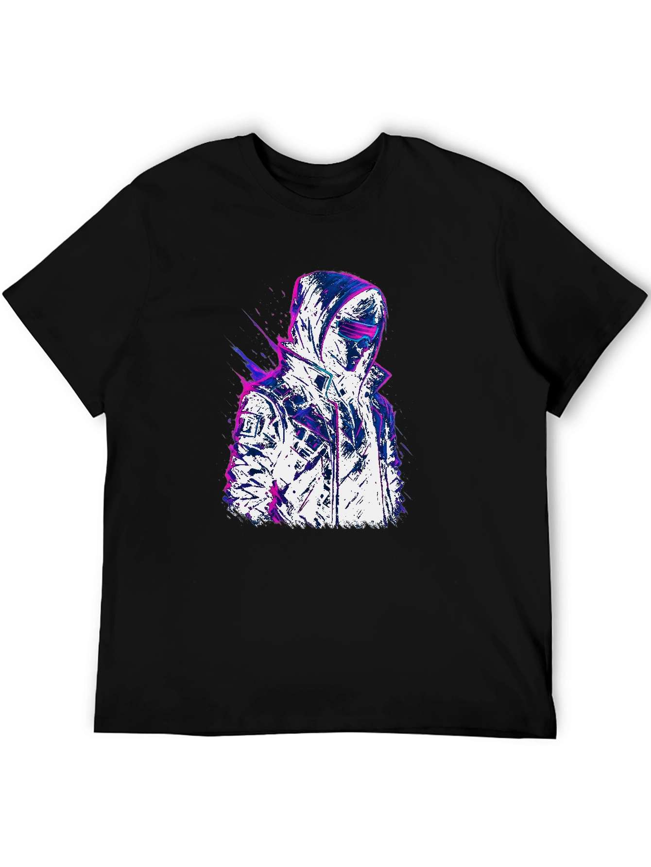 Cyberpunk Style Graphic Tee - Black
