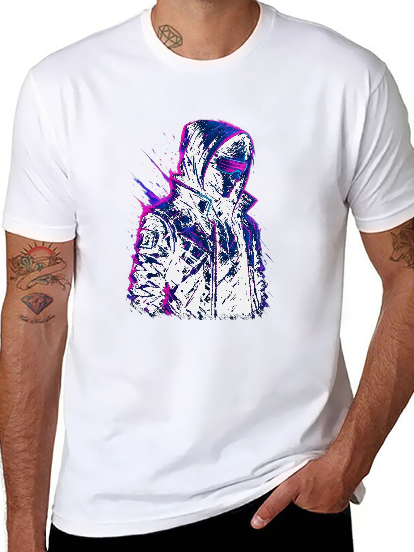 Cyberpunk Style Graphic Tee - Black