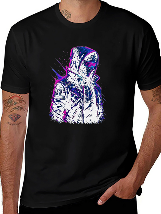 Cyberpunk Style Graphic Tee - Black