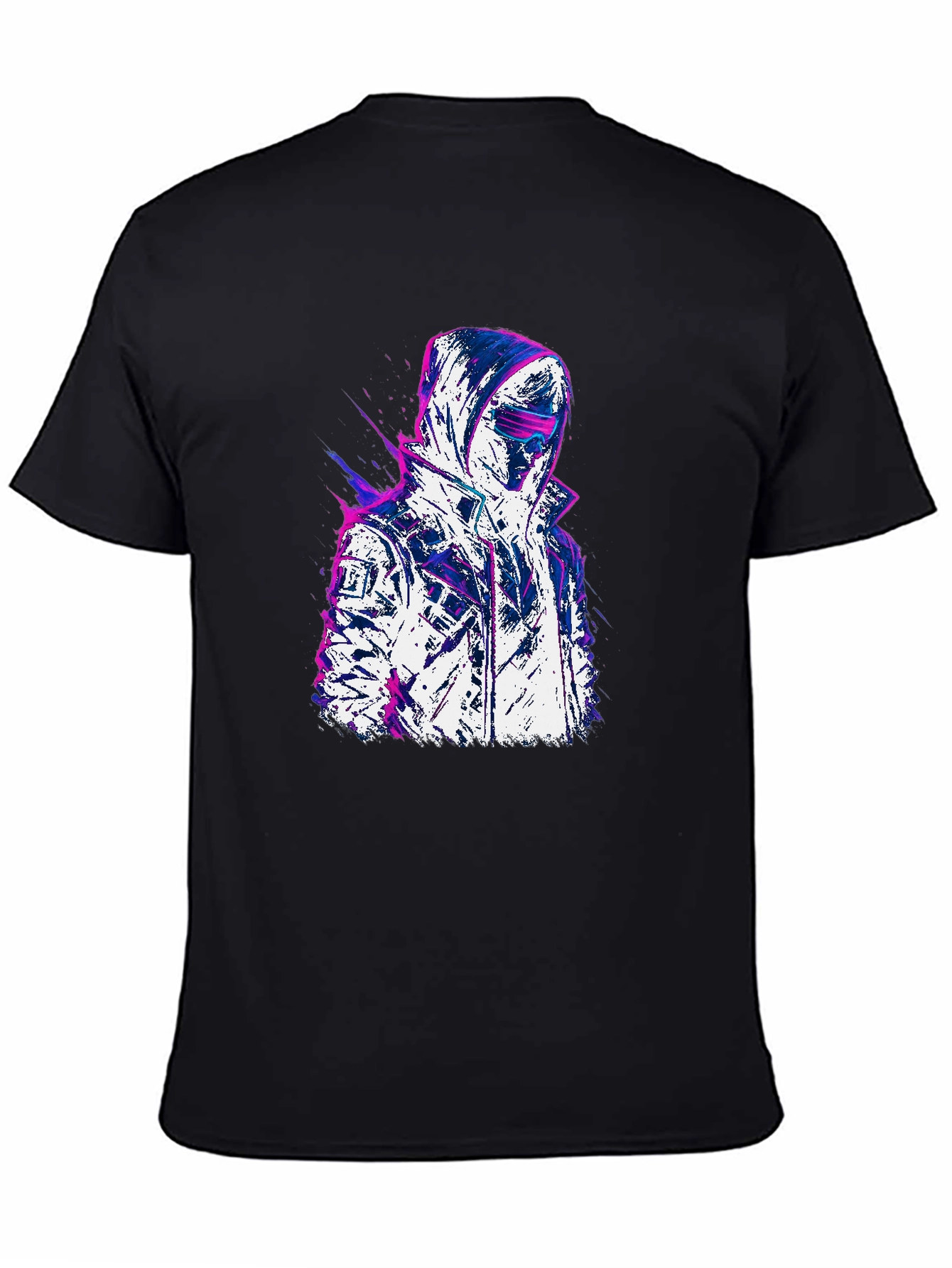 Cyberpunk Style Graphic Tee - Black
