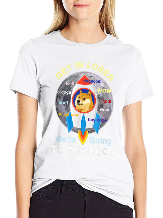 Dogecoin Rocket to the Moon Black T-Shirt